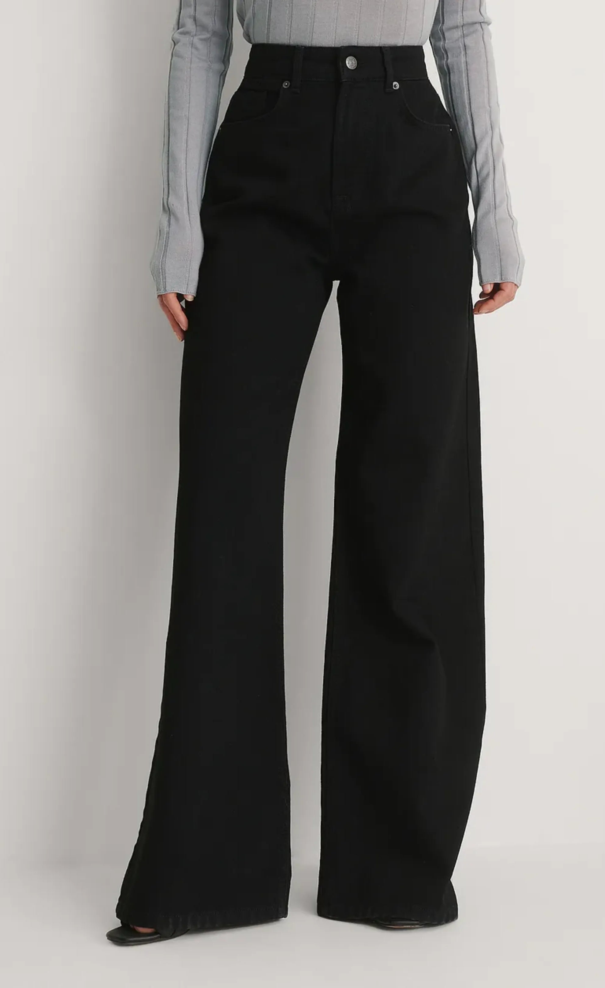 House Denim Organic Soft Rigid Black Wide Jeans