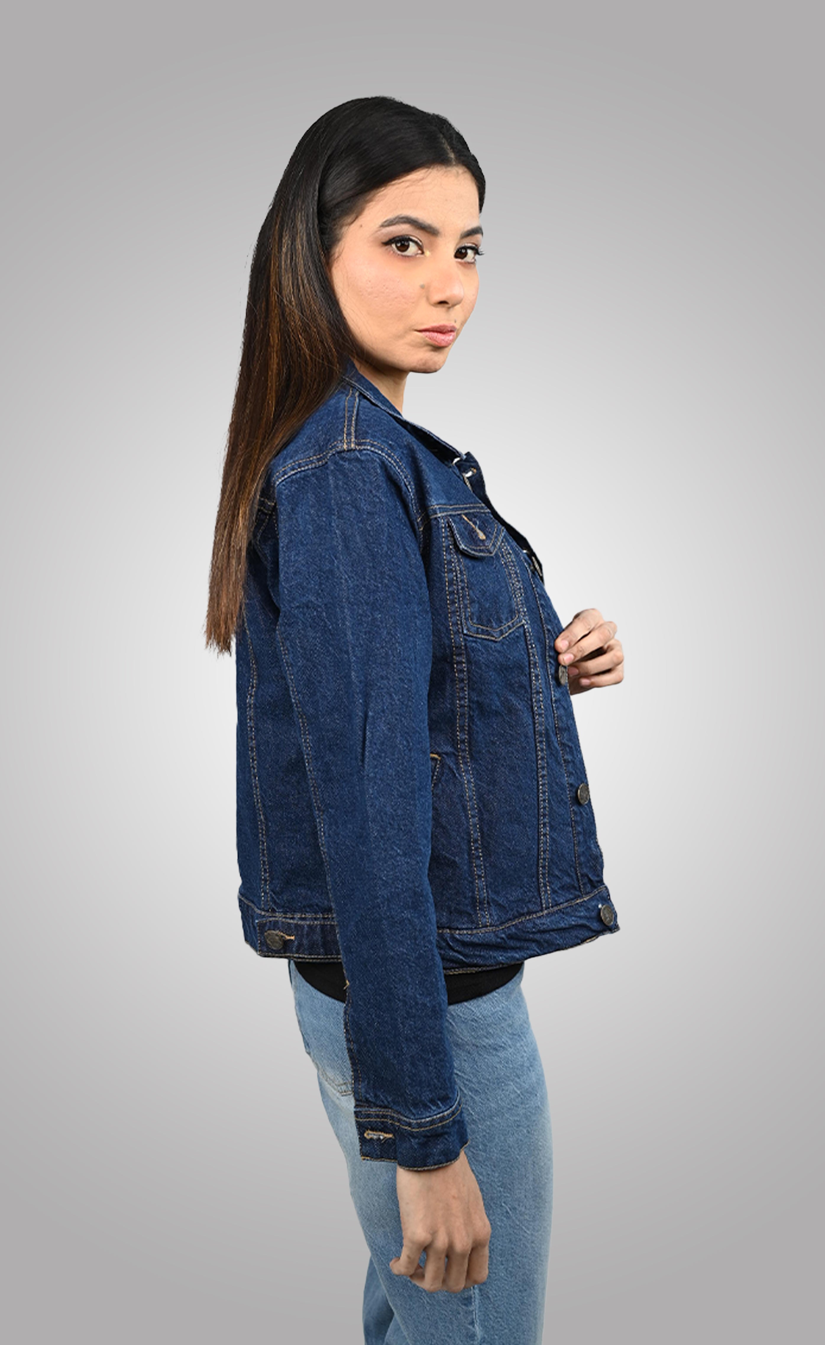 Classic Women's Denim Jacket | Dark Blue