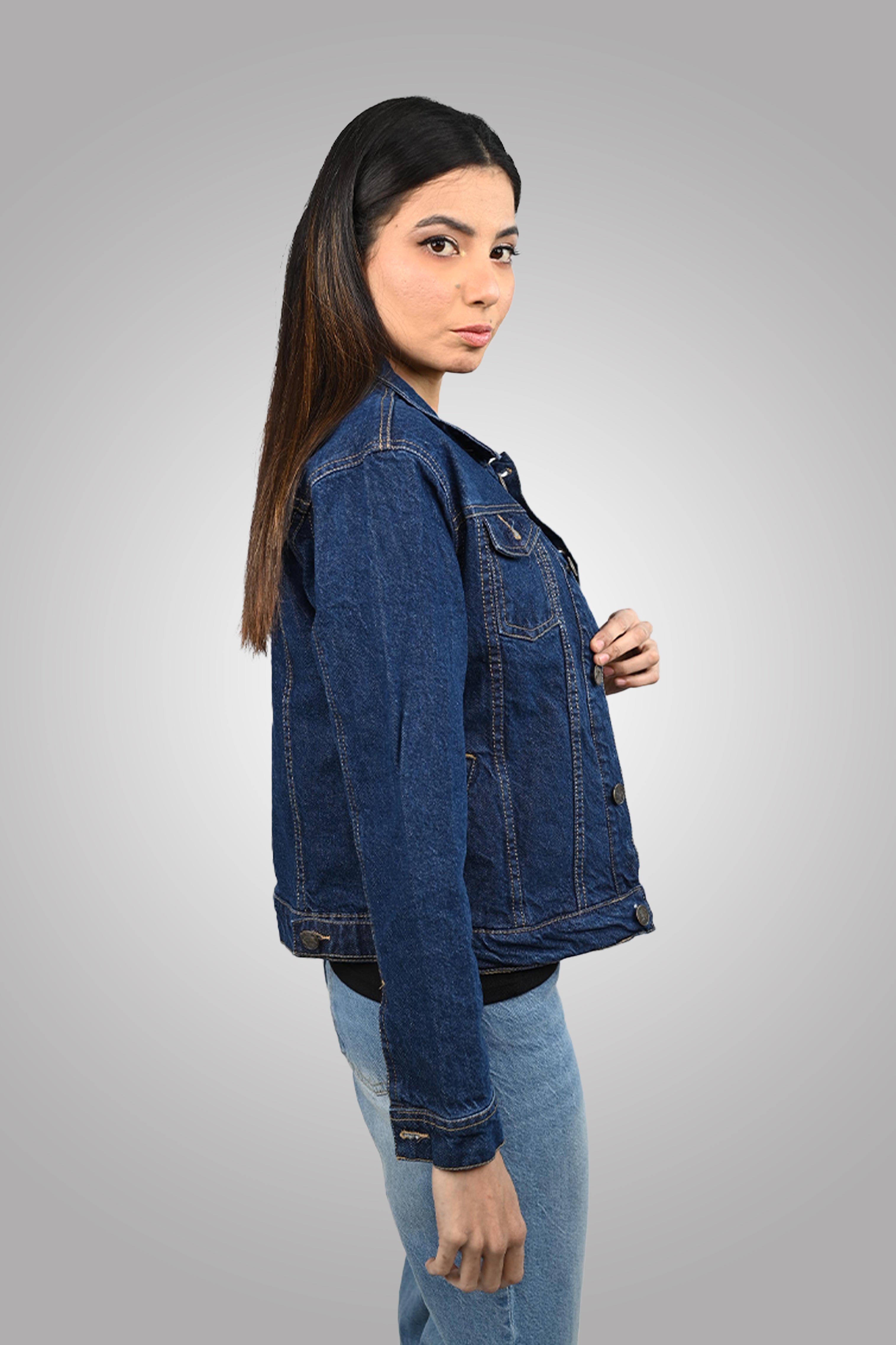 Classic Women's Denim Jacket | Dark Blue