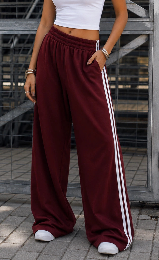 Essential Stripe Trouser | Maroon