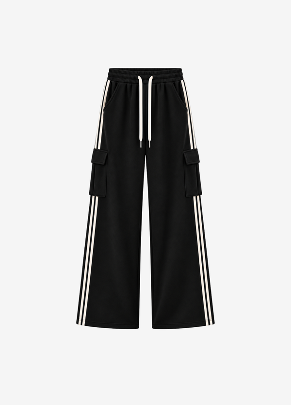 WIDE LEG CARGO STRIPE TROUSER