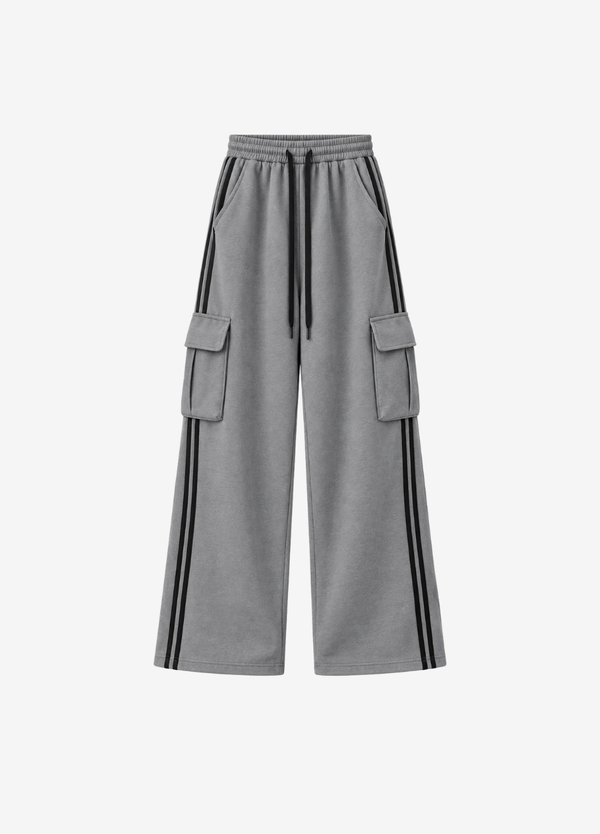 WIDE LEG CARGO STRIPE TROUSER