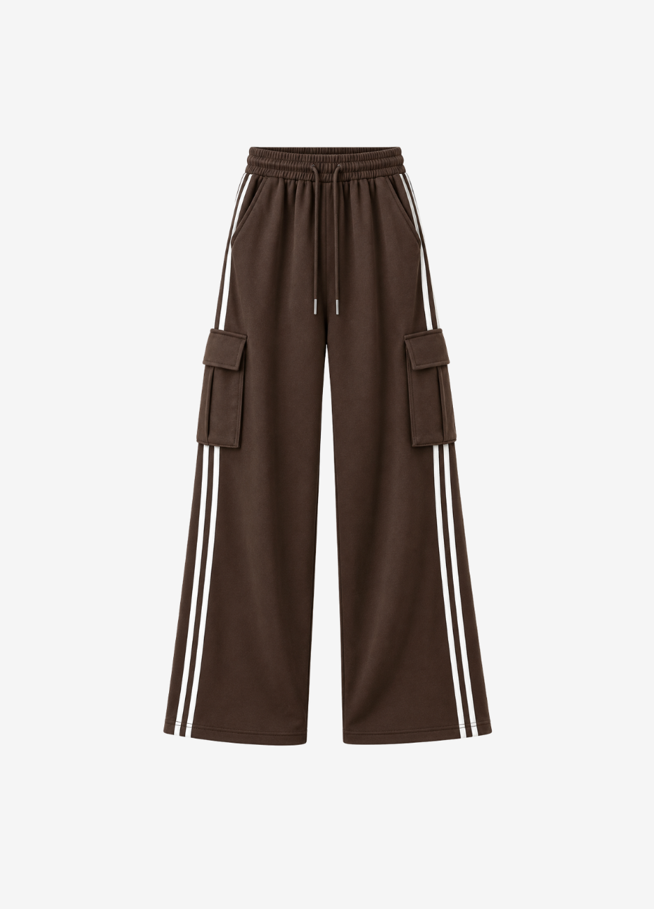 D600 Stripe Cargo Wide-Leg Trouser - Brown