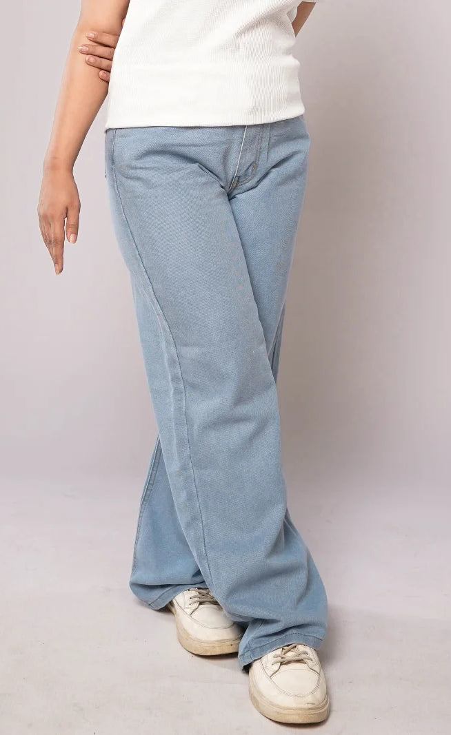 D600 - Light Blue High Waist Wide Leg Jeans