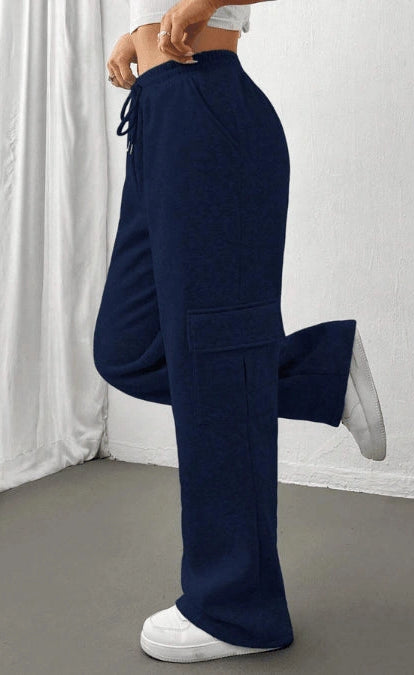 ZARA NAVY BLUE HIGH WAISTED CARGO SWEATPANT