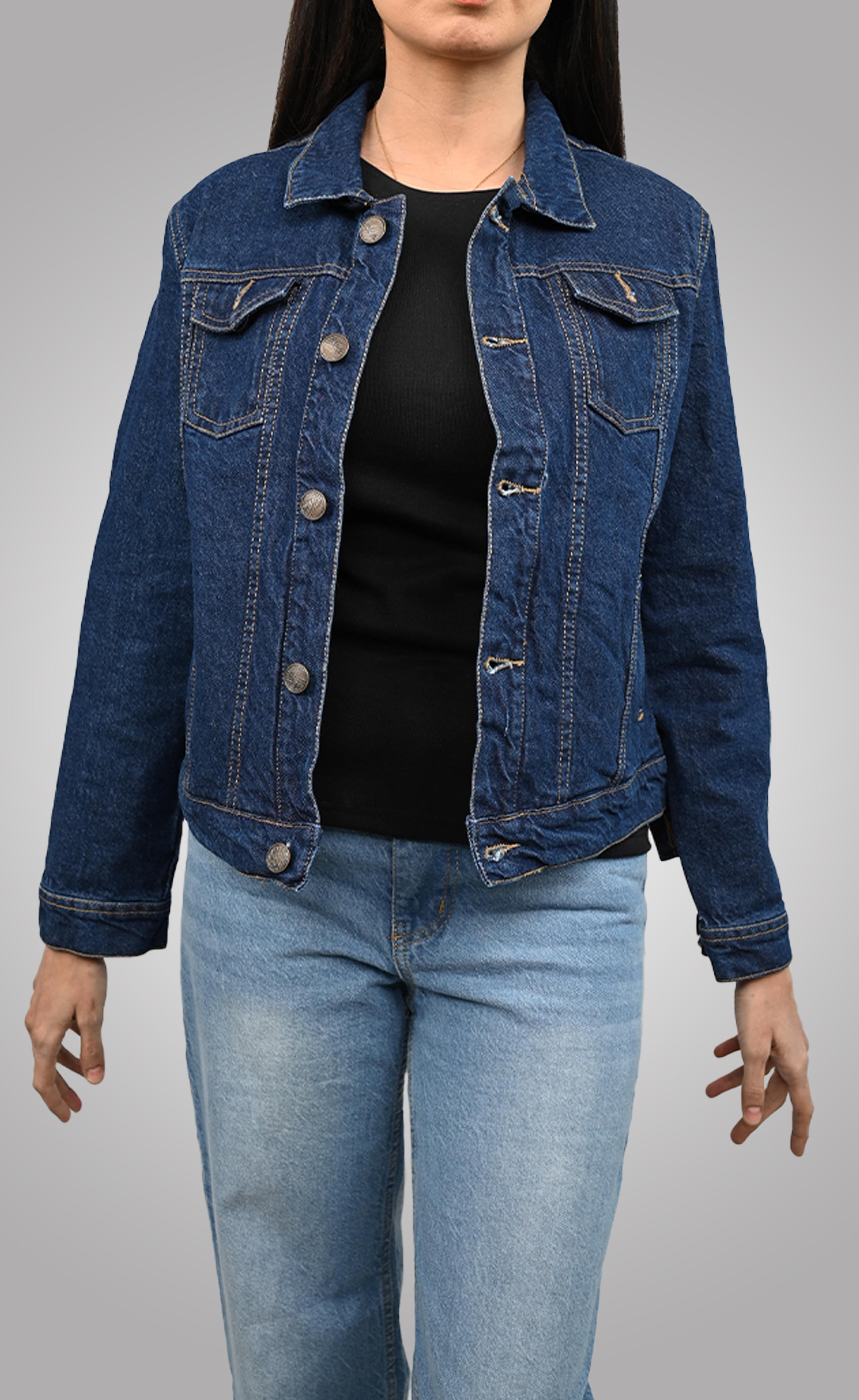 Classic Women's Denim Jacket | Dark Blue