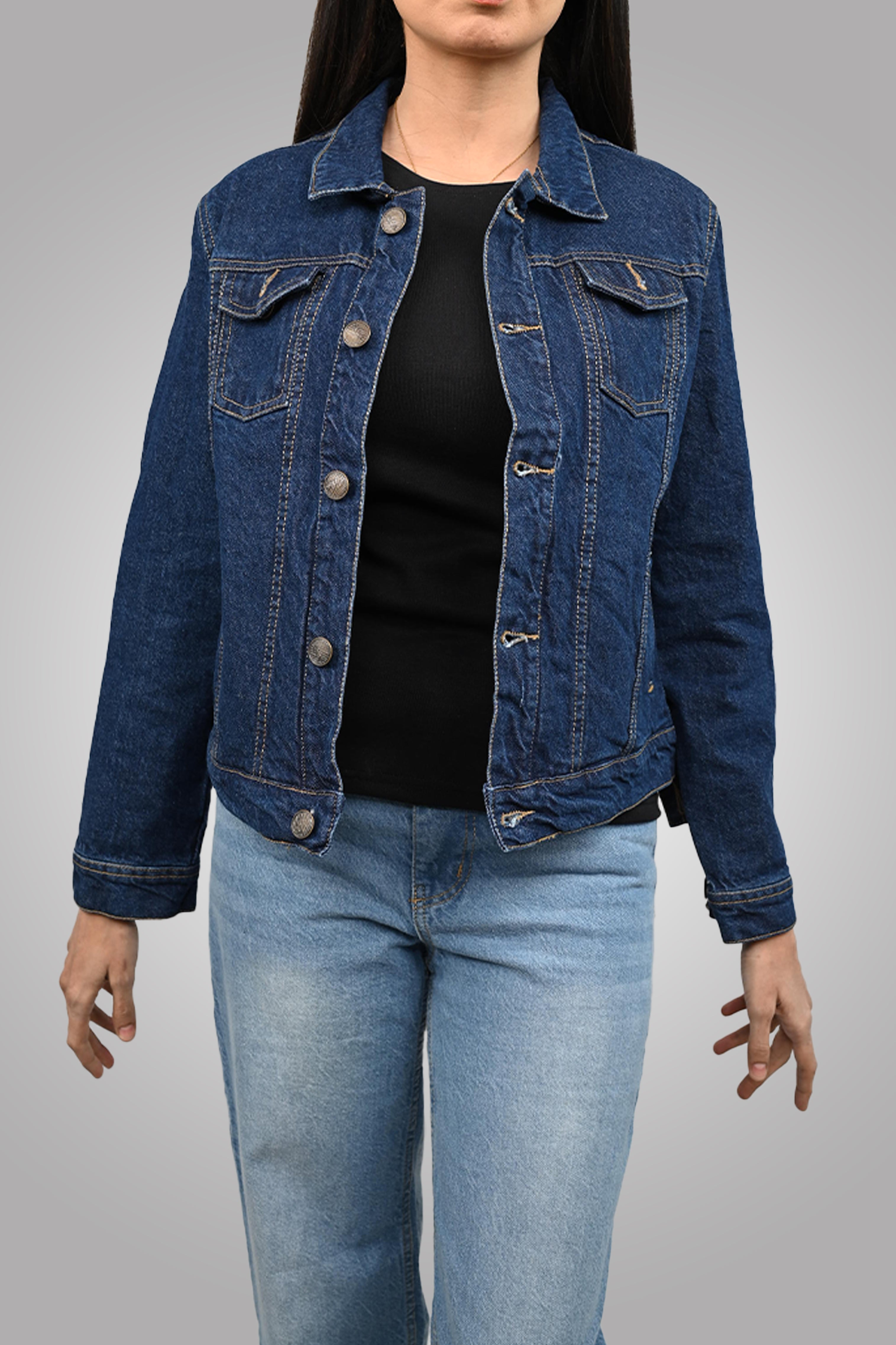 Classic Women's Denim Jacket | Dark Blue