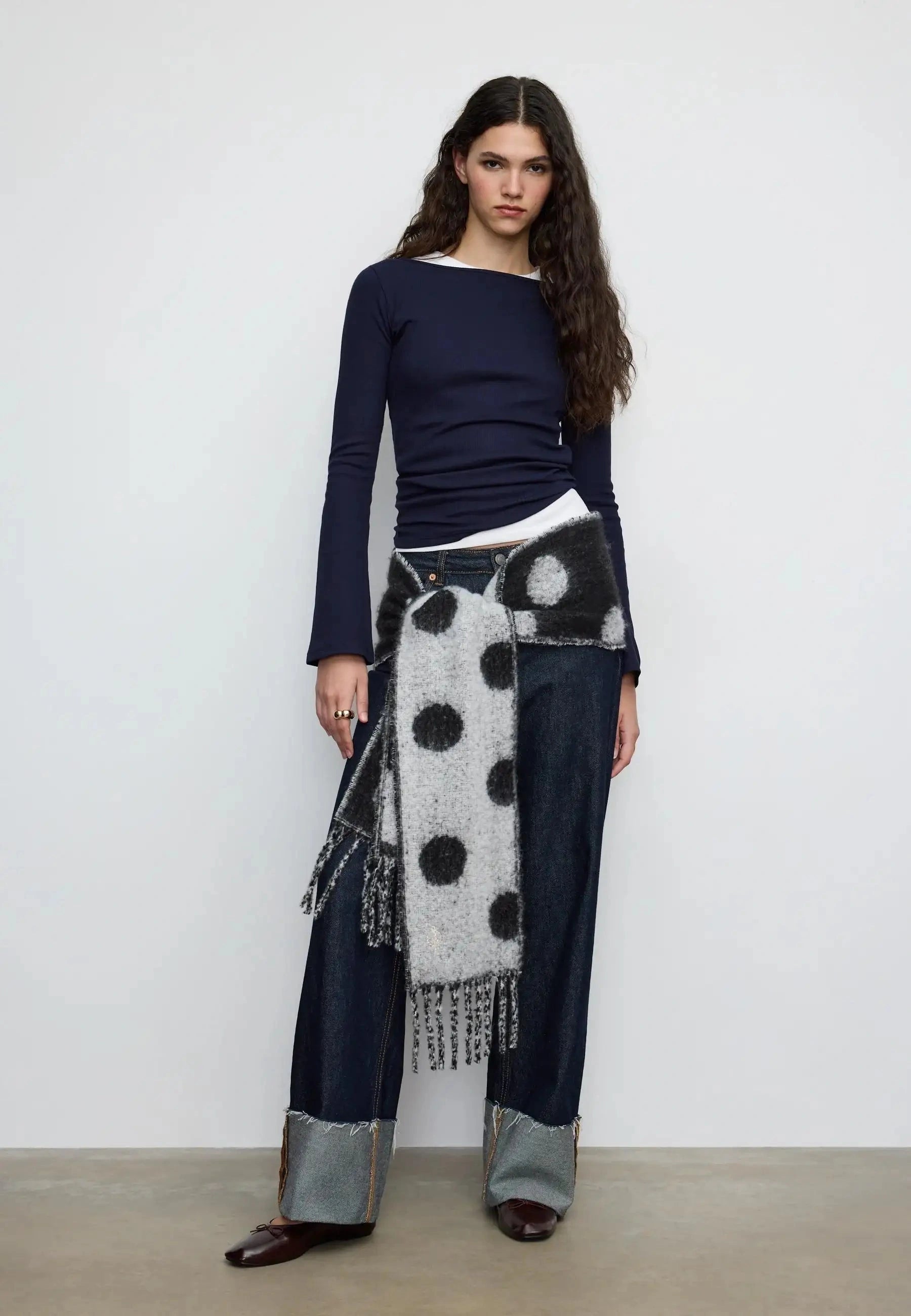 Bell Sleeve T-Shirt - Navy Blue