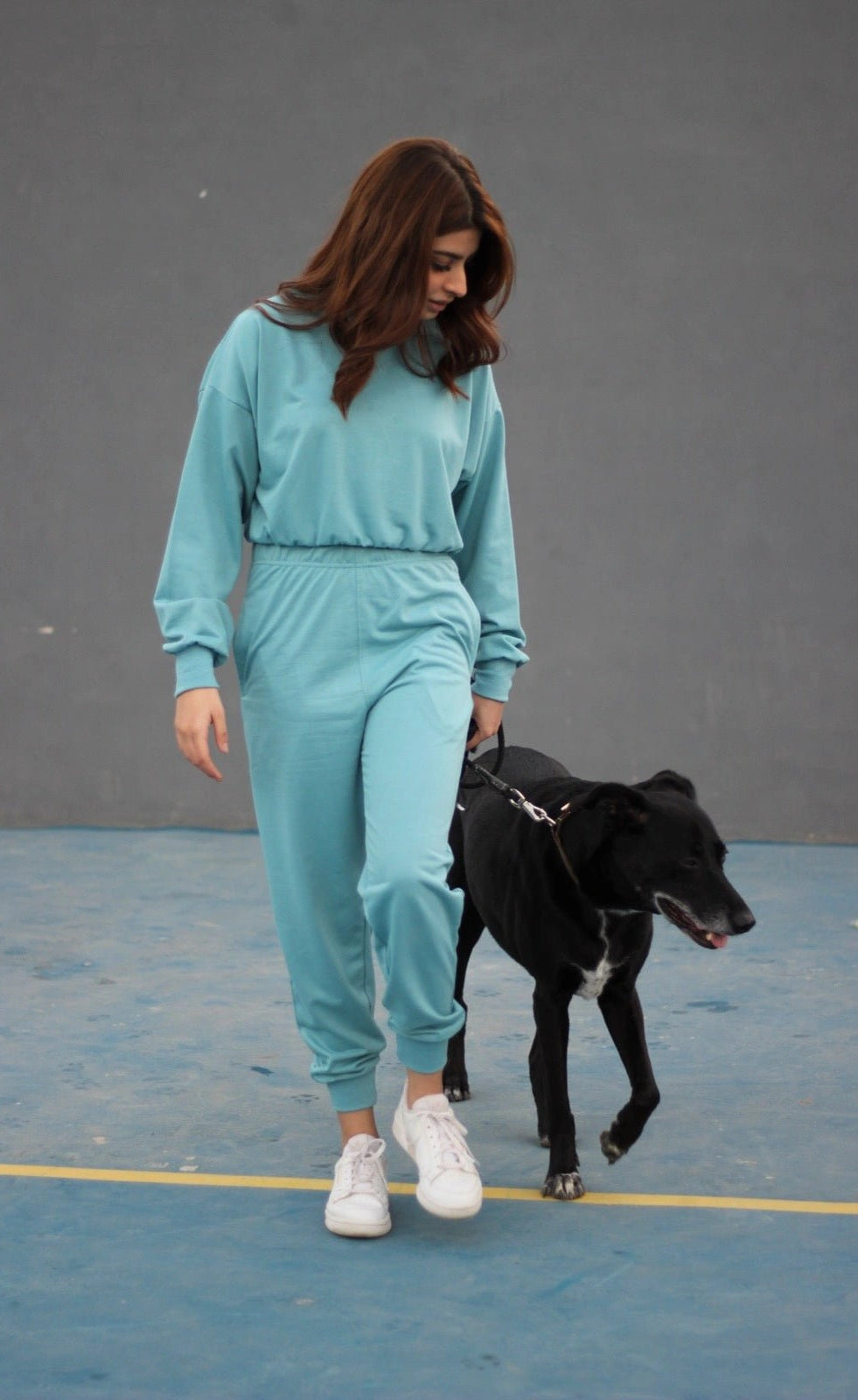 Hooded Crop Sweatshirt - Turquoise (MINOR FAULT)