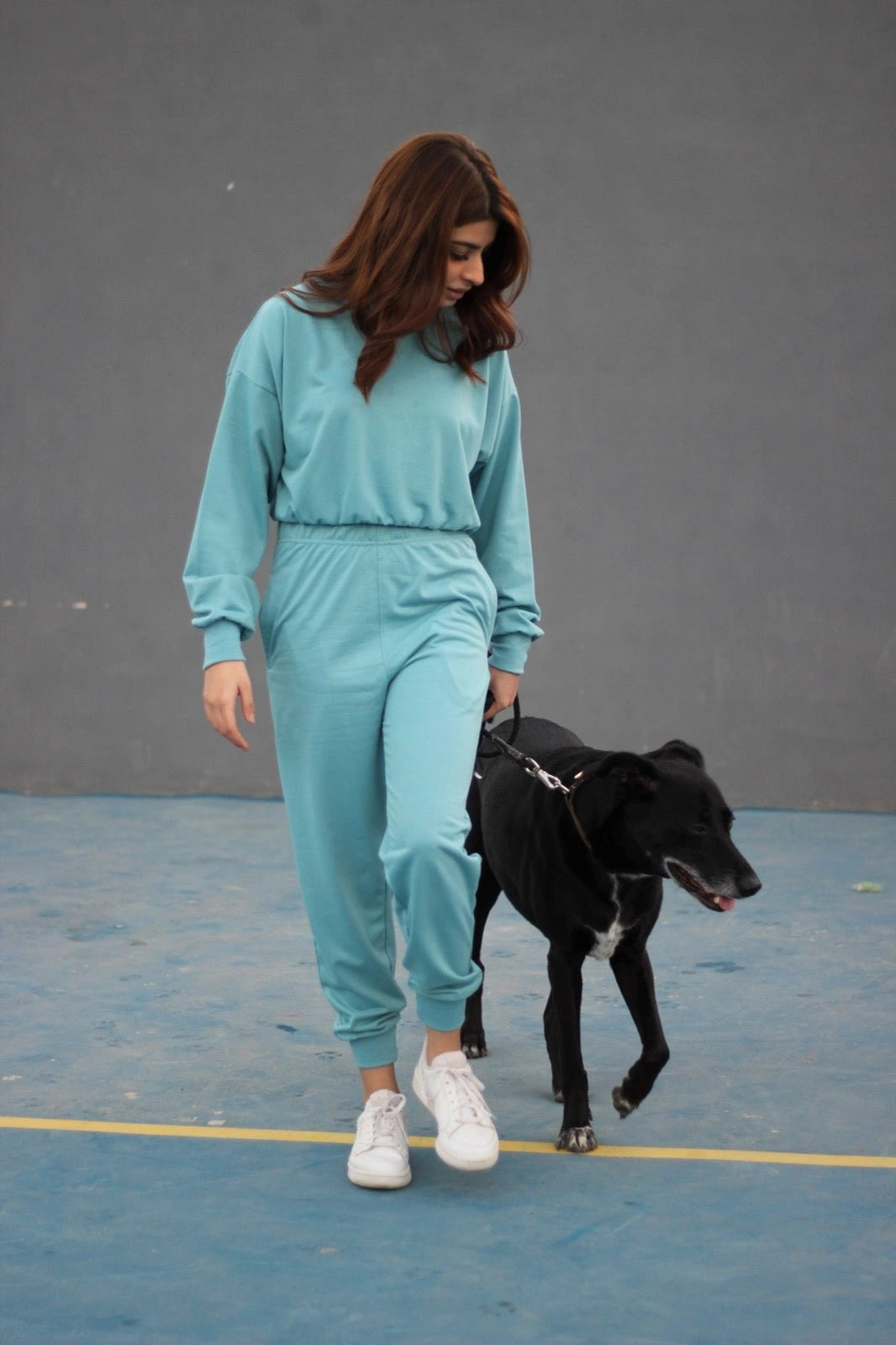 Hooded Crop Sweatshirt - Turquoise (MINOR FAULT)