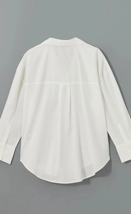 D600 Oversized Essentials Shirt – Beige White