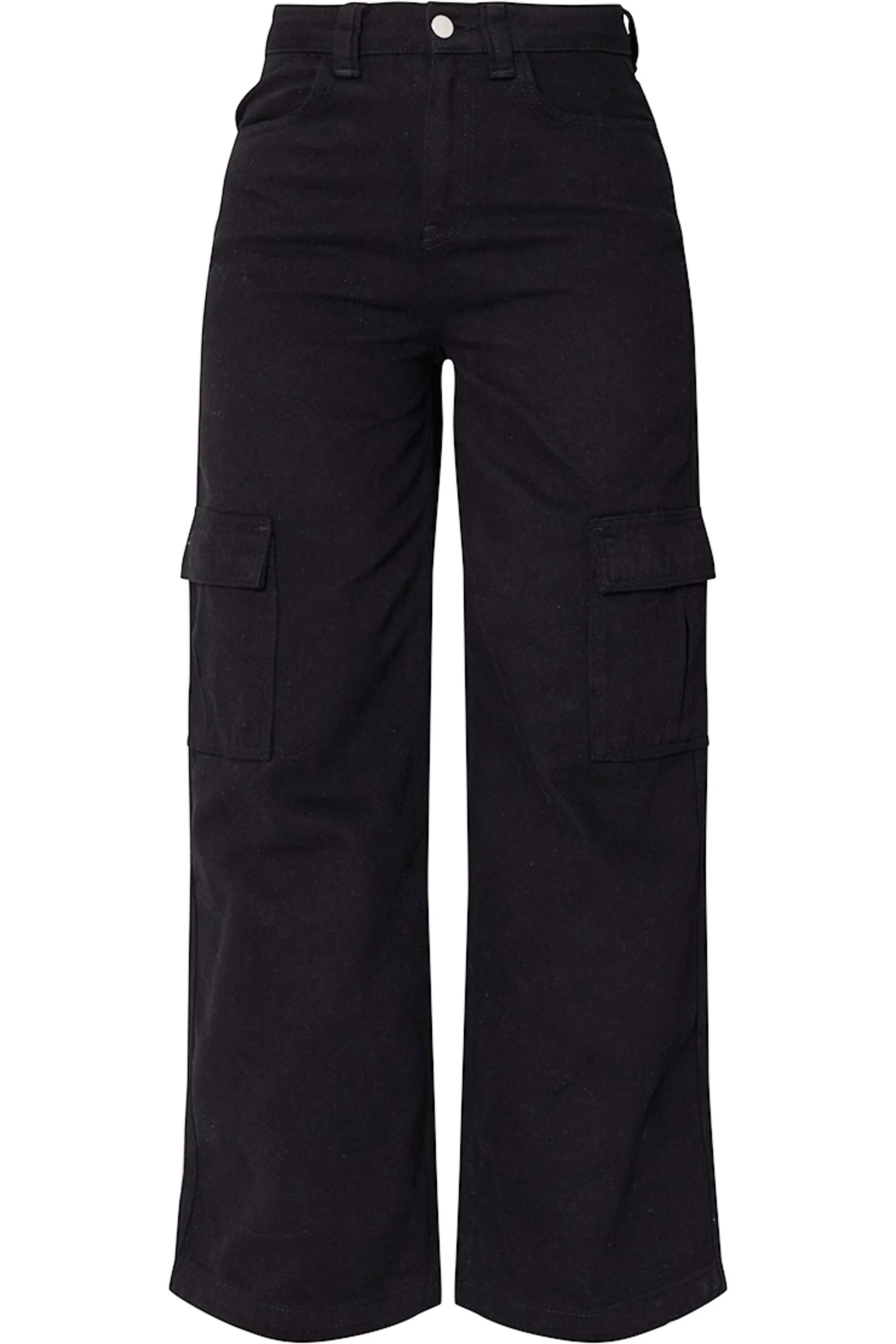 PURE BLACK WIDE LEG CARGO JEANS