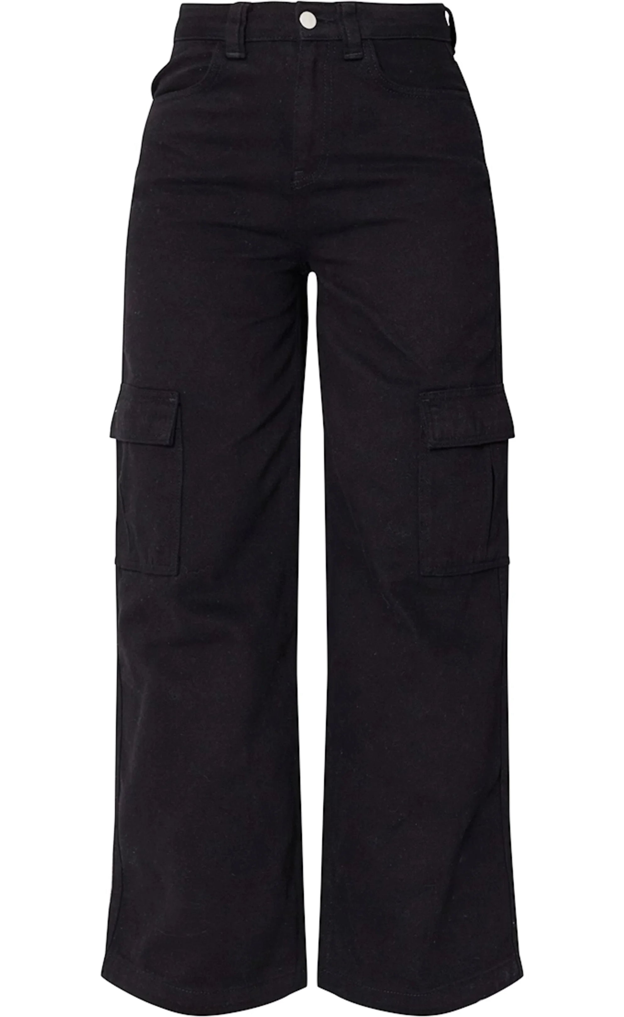 PURE BLACK WIDE LEG CARGO JEANS