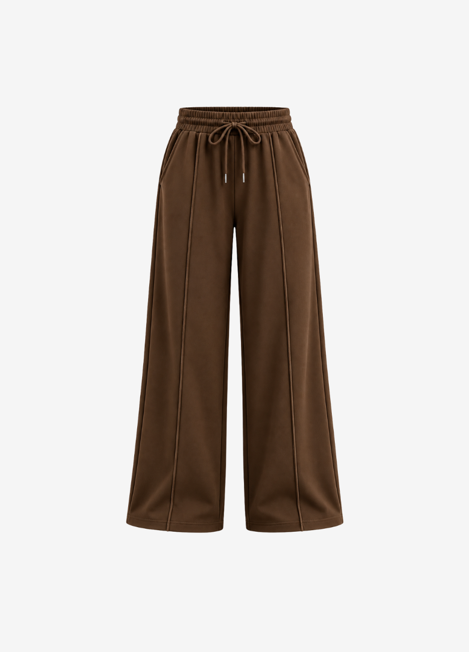Front-Seam Wide-Leg Trouser - Brown