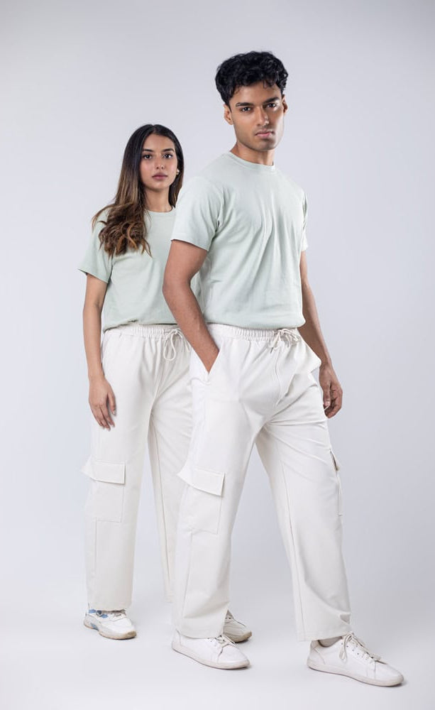 Unisex Cargo Jogger Pants - White