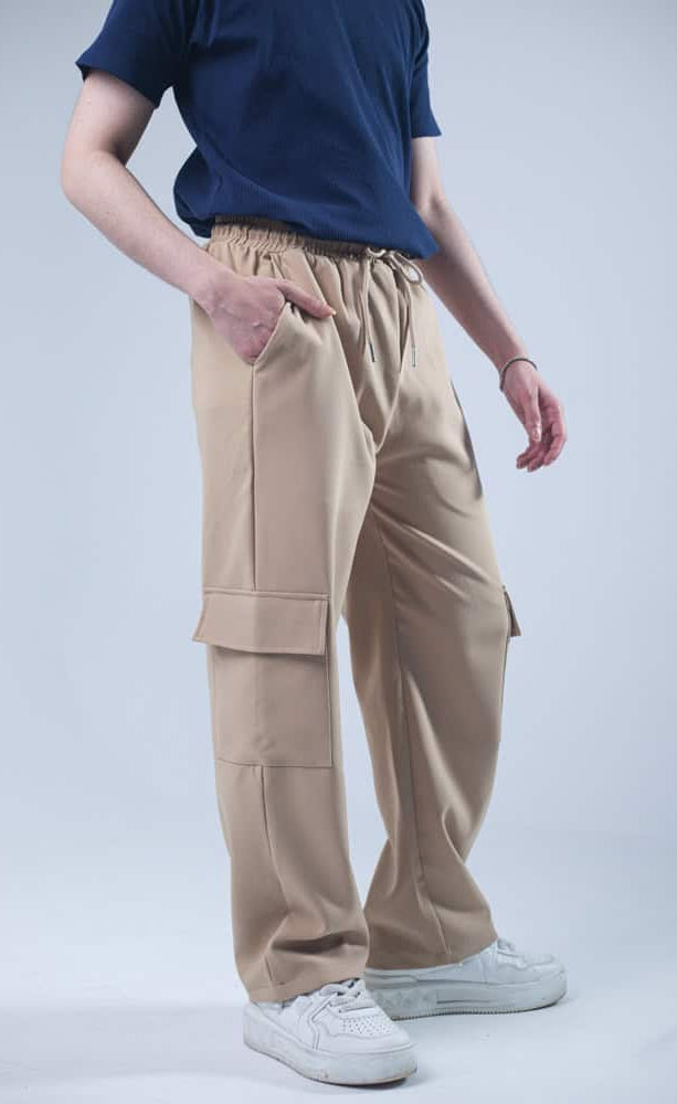 Unisex Cargo Jogger Pants - Beige