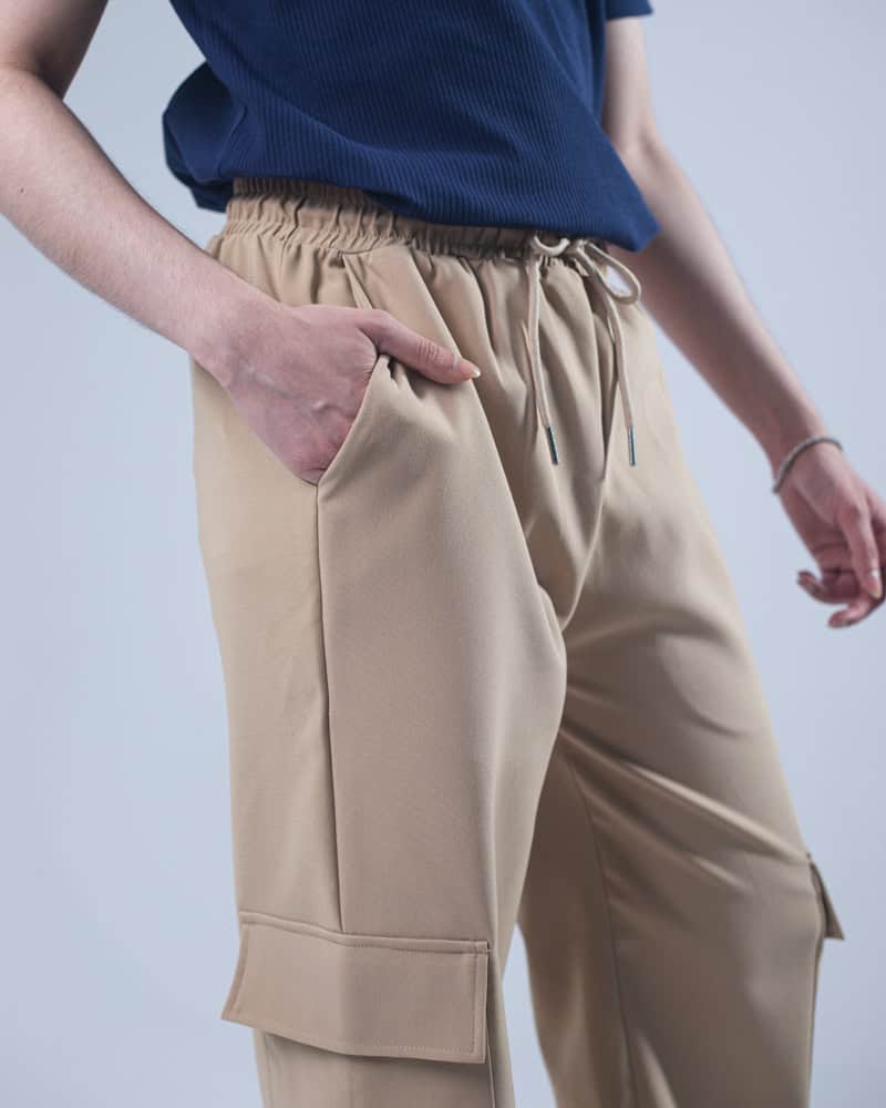 Unisex Cargo Jogger Pants - Beige