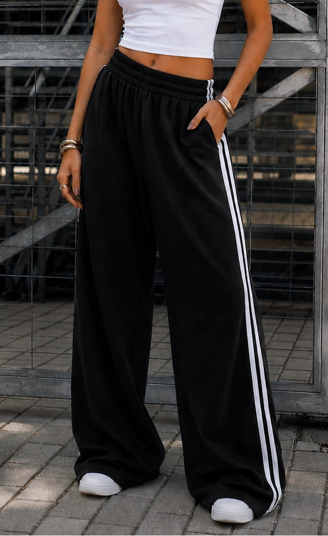 Essential Stripe Trouser | Black