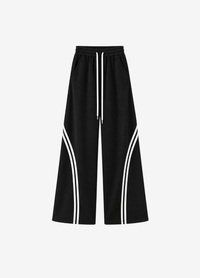 WIDE LEG CROSS STRIPE TROUSER