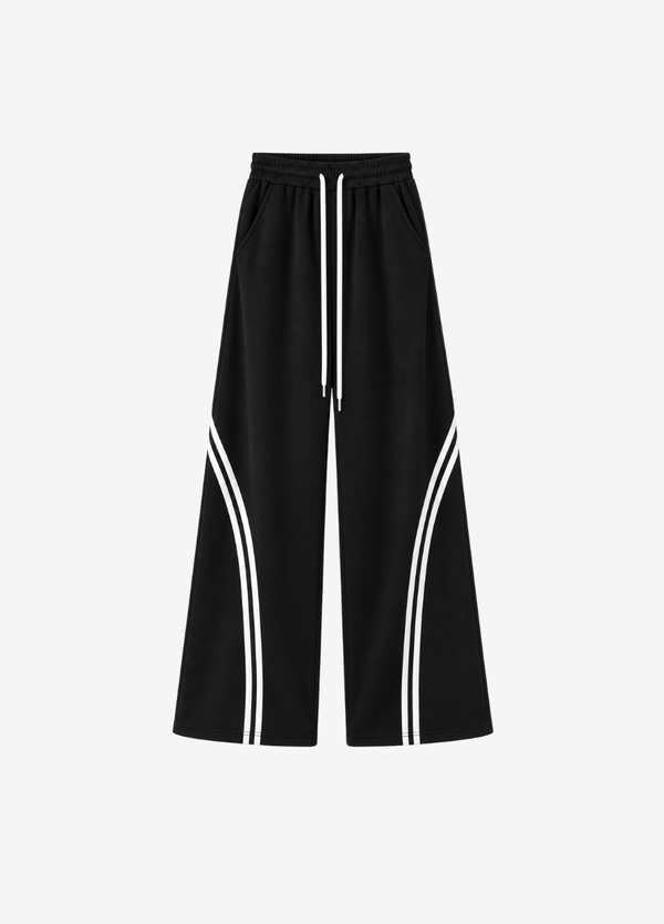 WIDE LEG CROSS STRIPE TROUSER