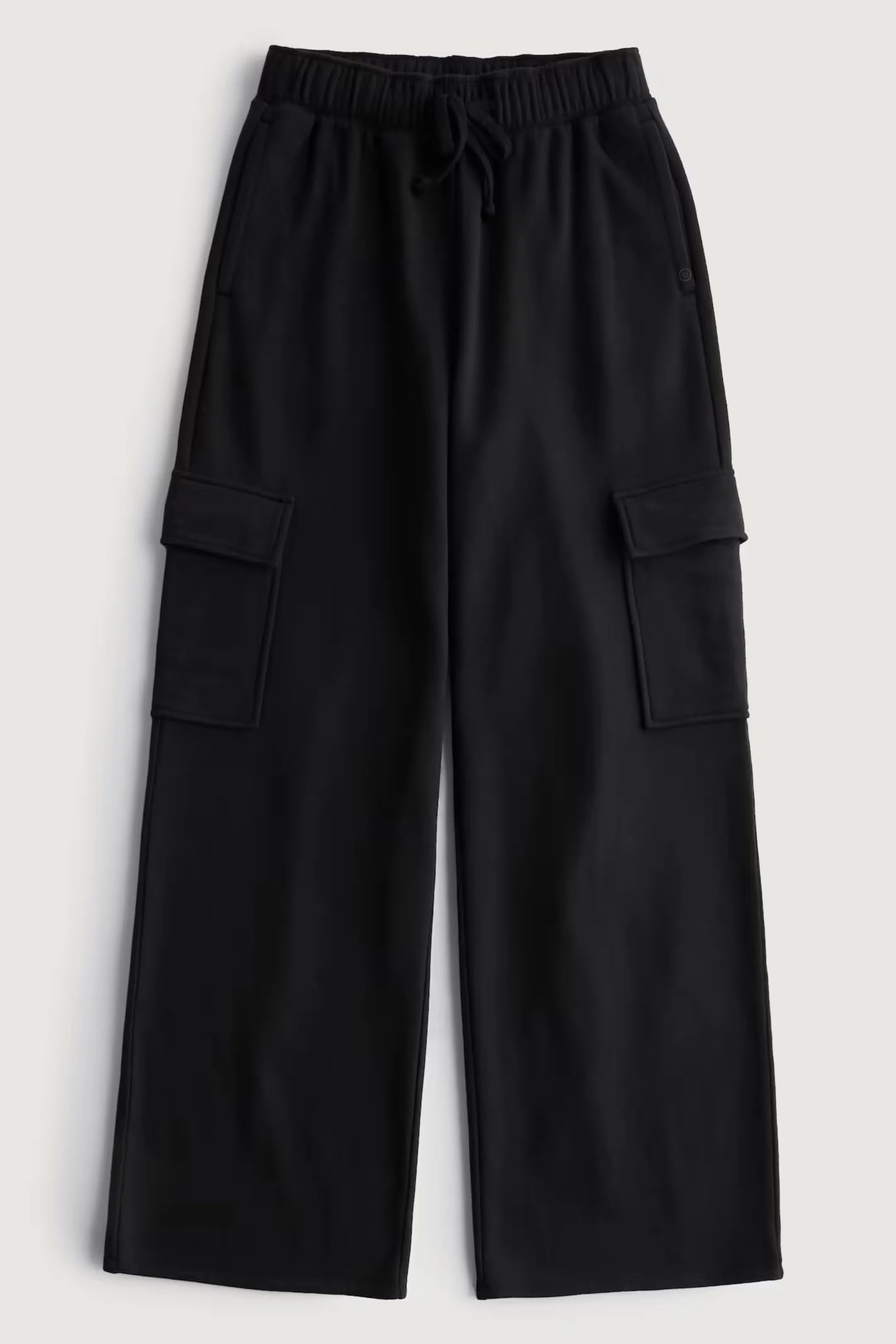 ZARA PURE BLACK HIGH WAISTED CARGO SWEATPANT