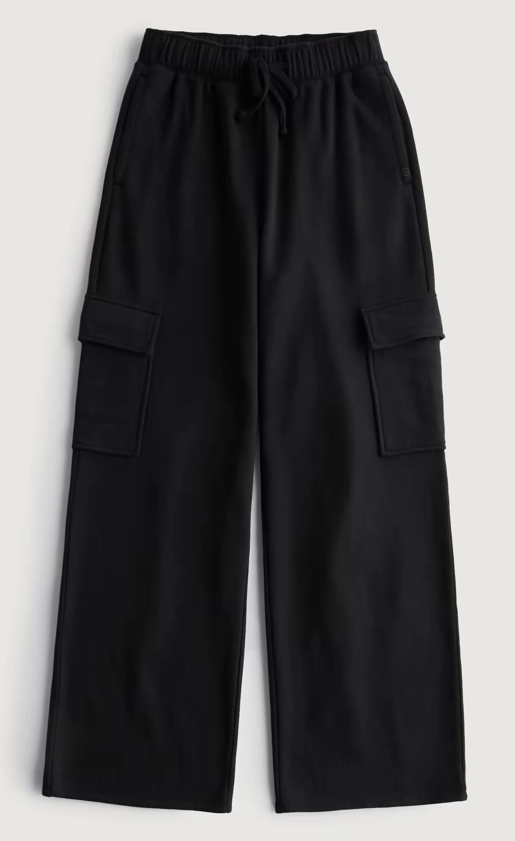 ZARA PURE BLACK HIGH WAISTED CARGO SWEATPANT