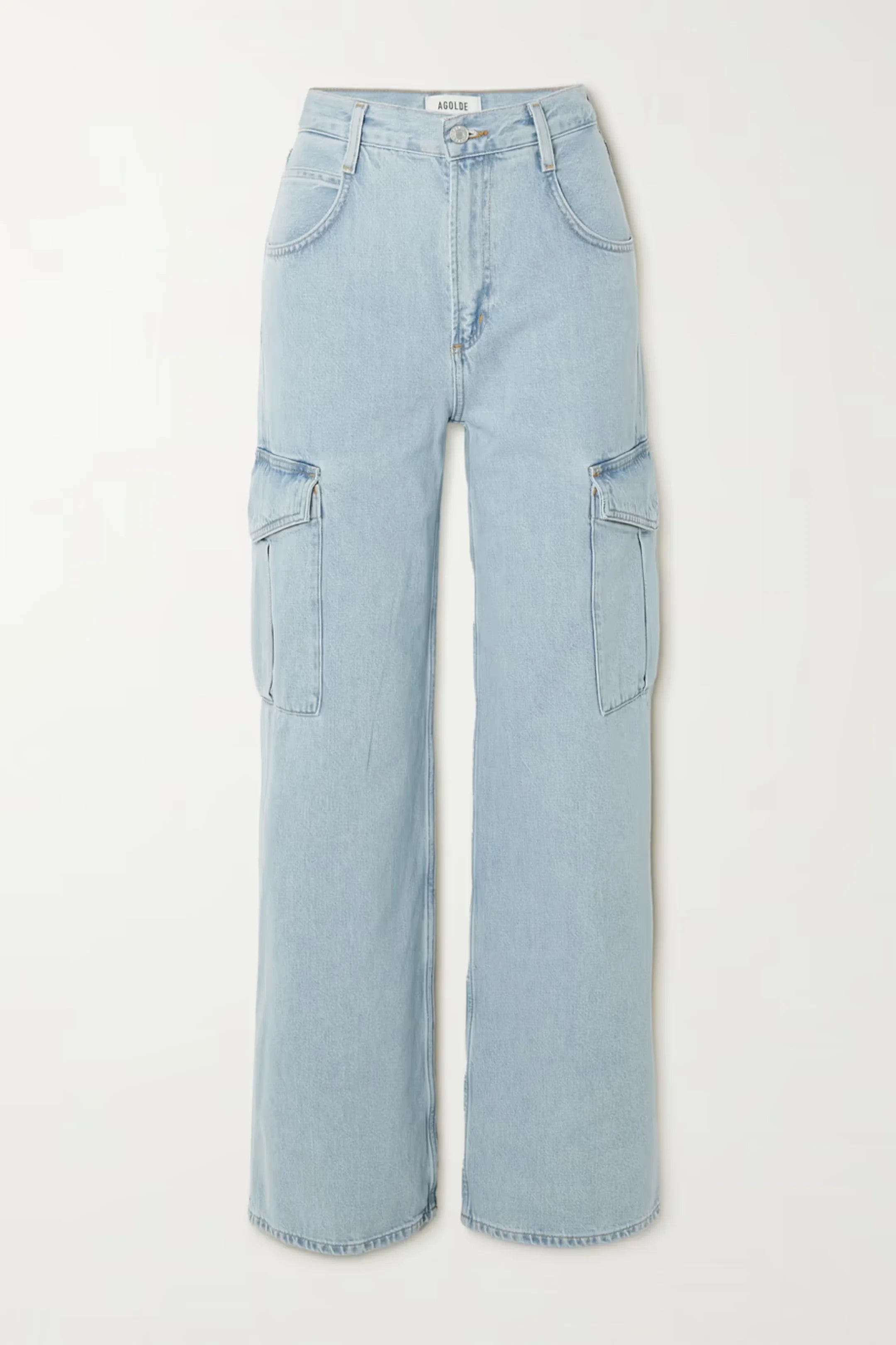 High-rise wide-leg cargo organic jeans