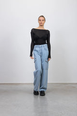 HM Cargo High-Waist Wide-Leg Jeans