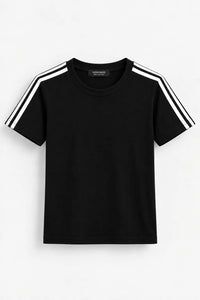 SLIM FIT CROP STRIPE TEE