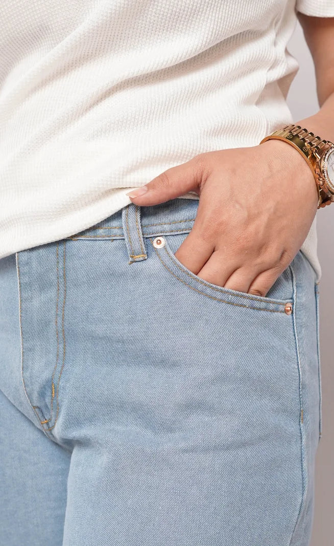 D600 - Light Blue High Waist Wide Leg Jeans