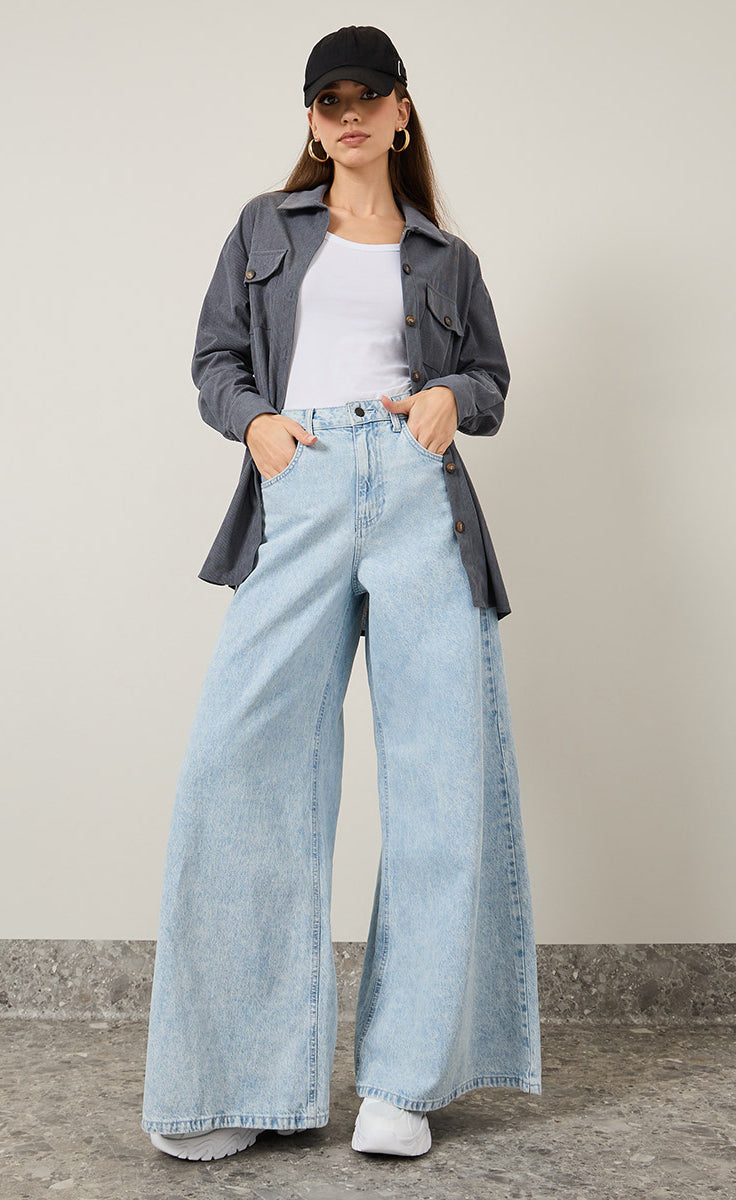 ZARA Wide-Leg Jeans - Light Blue