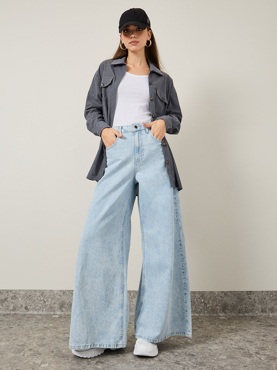 ZARA Wide-Leg Jeans - Light Blue