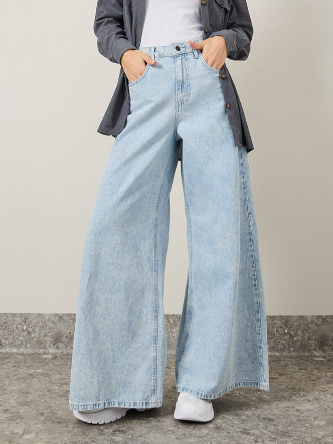 ZARA Wide-Leg Jeans - Light Blue