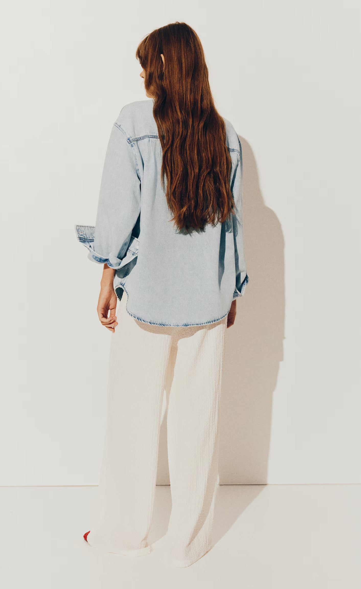 D600 Oversized Essentials Denim Shirt – Light Blue