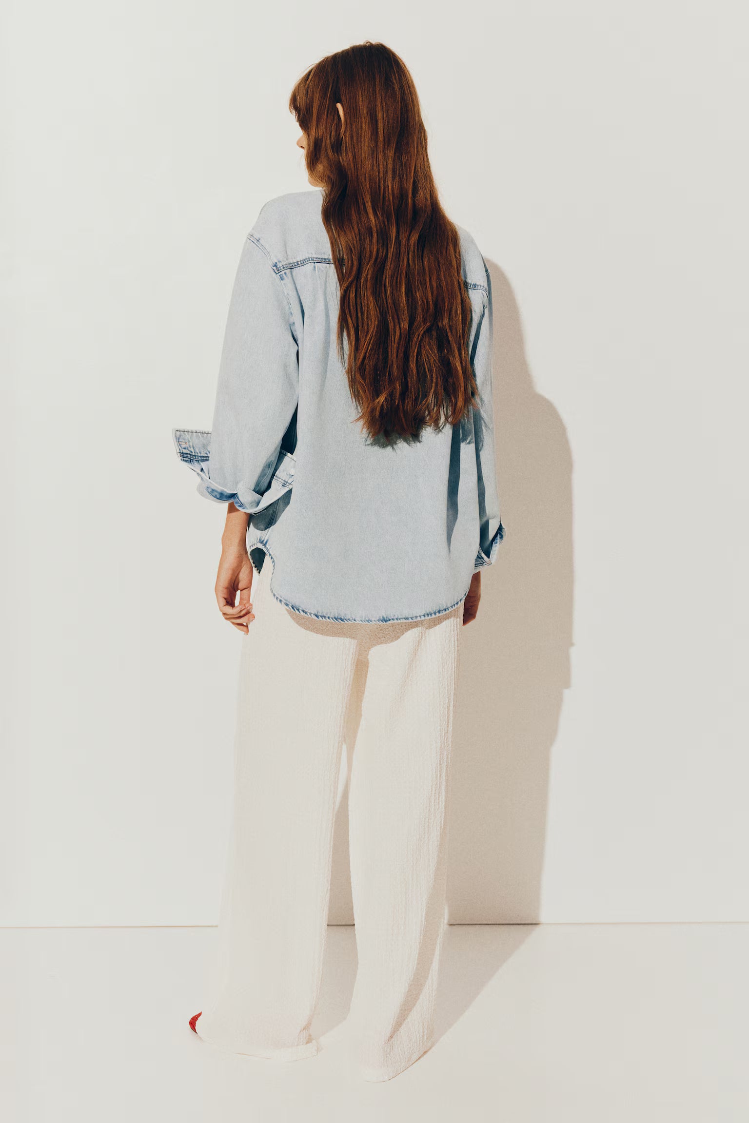 D600 Oversized Essentials Denim Shirt – Light Blue