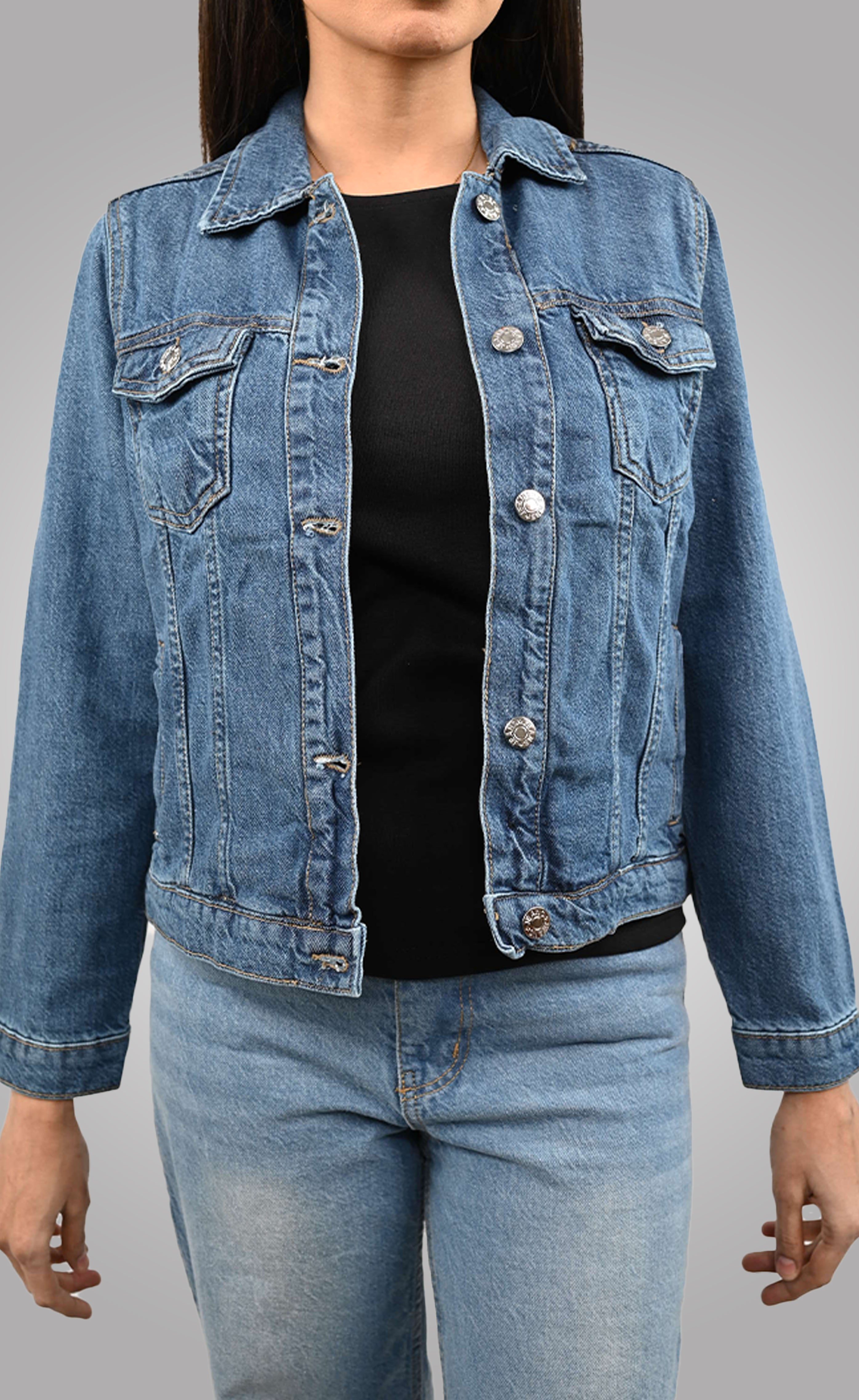 D600 Classic Women's Denim Jacket | Mid Blue