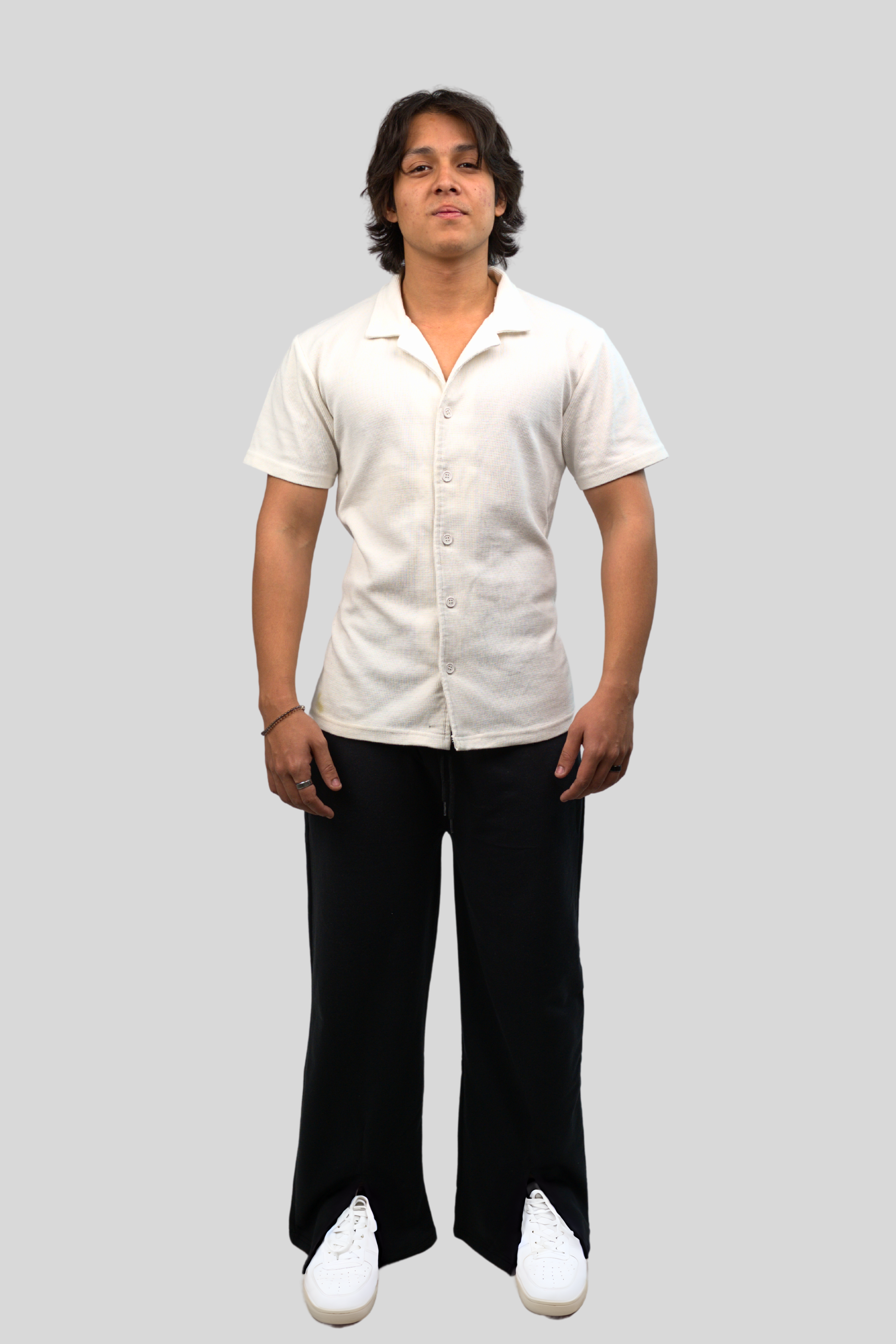 Wide Leg Hem Slit Jogger Pant | Black