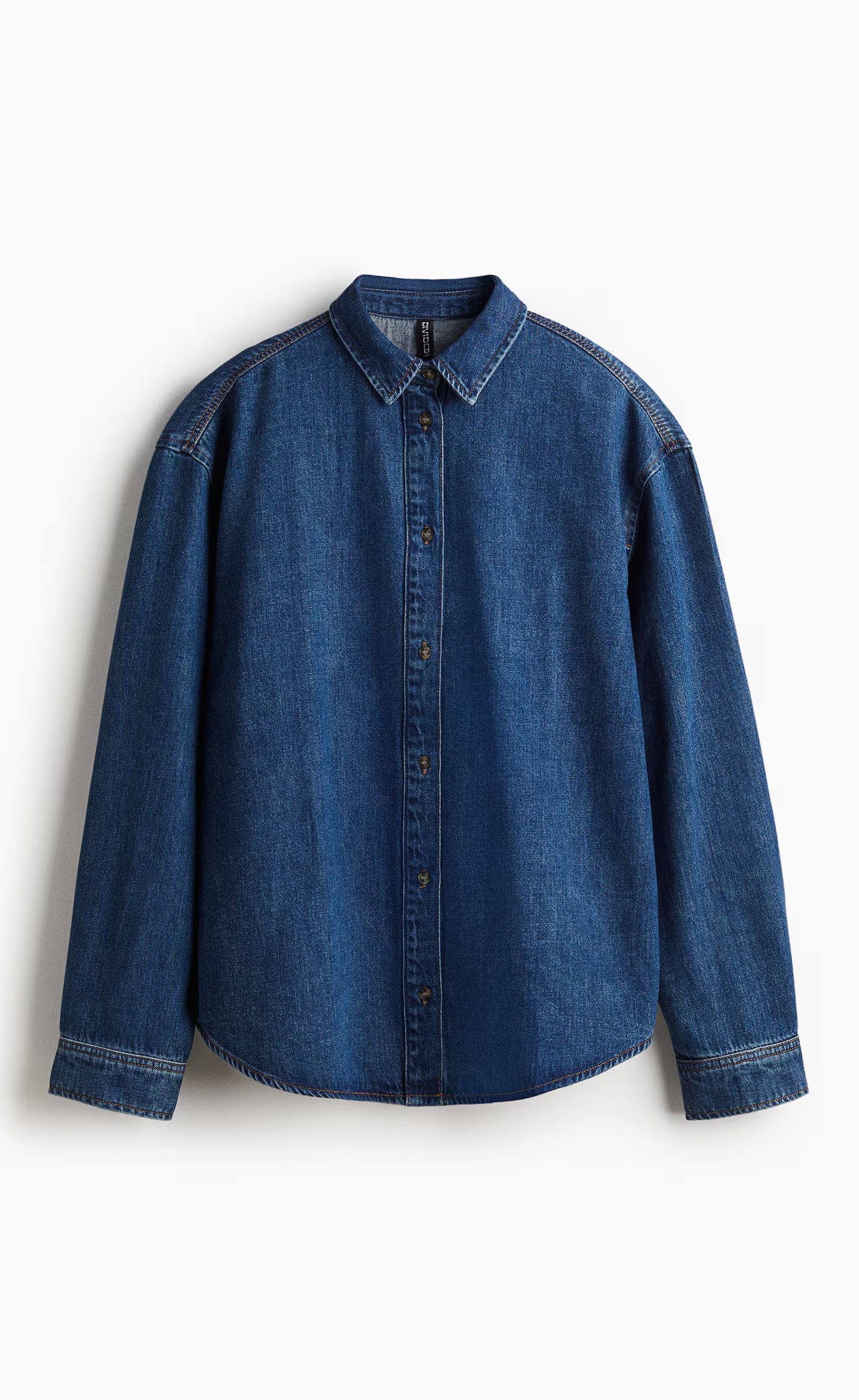 D600 Oversized Essentials Denim Shirt – Mid Blue