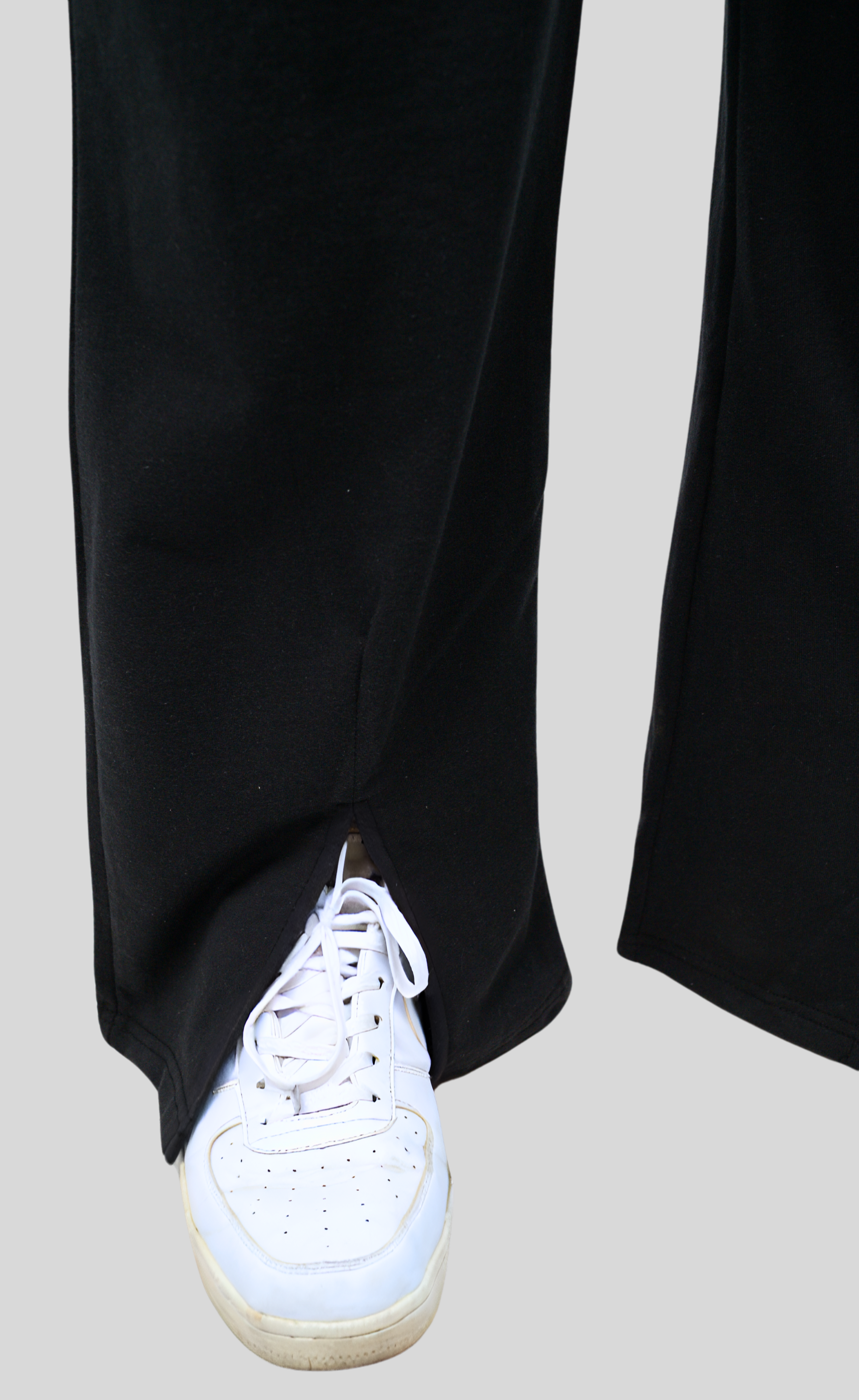 Wide Leg Hem Slit Jogger Pant | Black