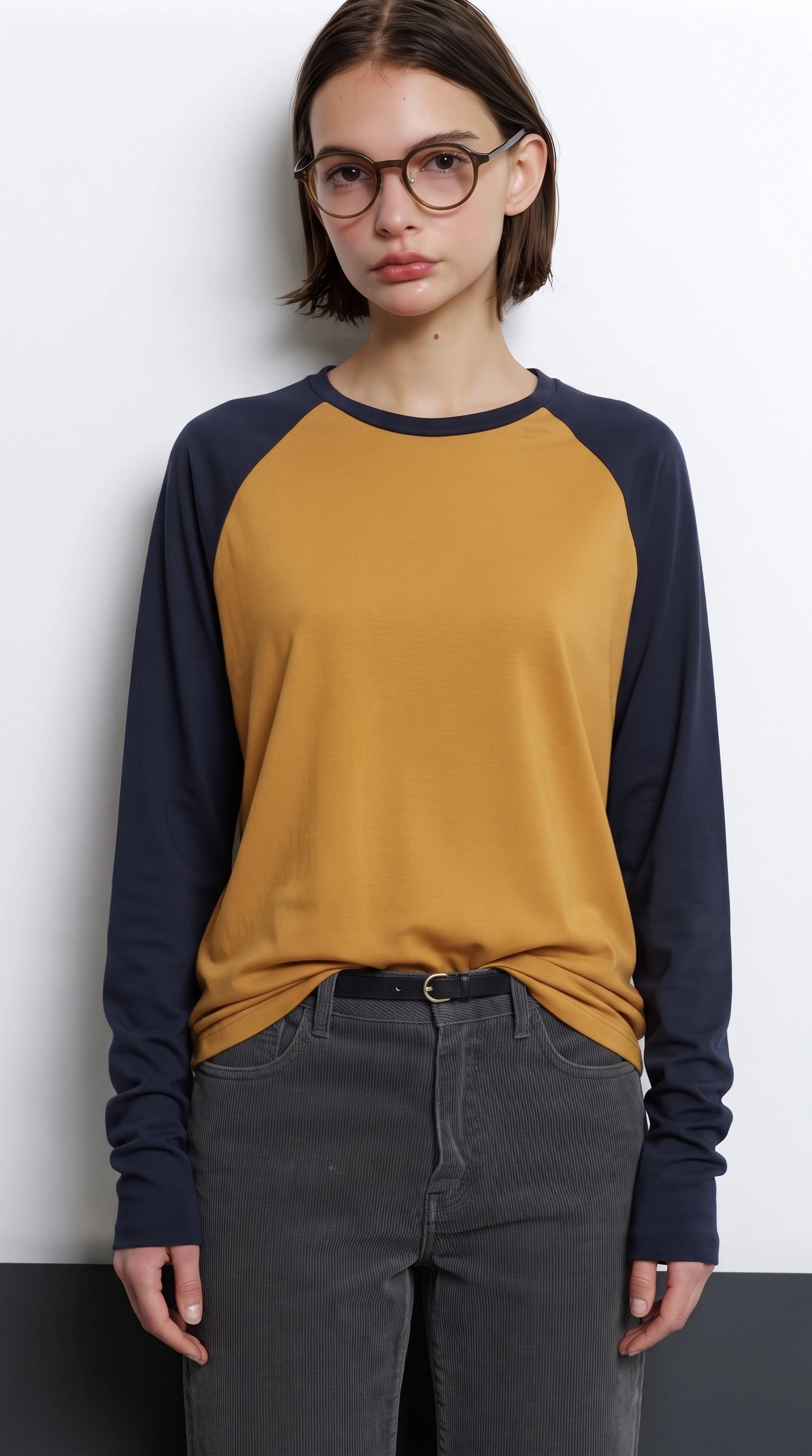 Contrast Raglan Sleeve Top | Mustard/Black