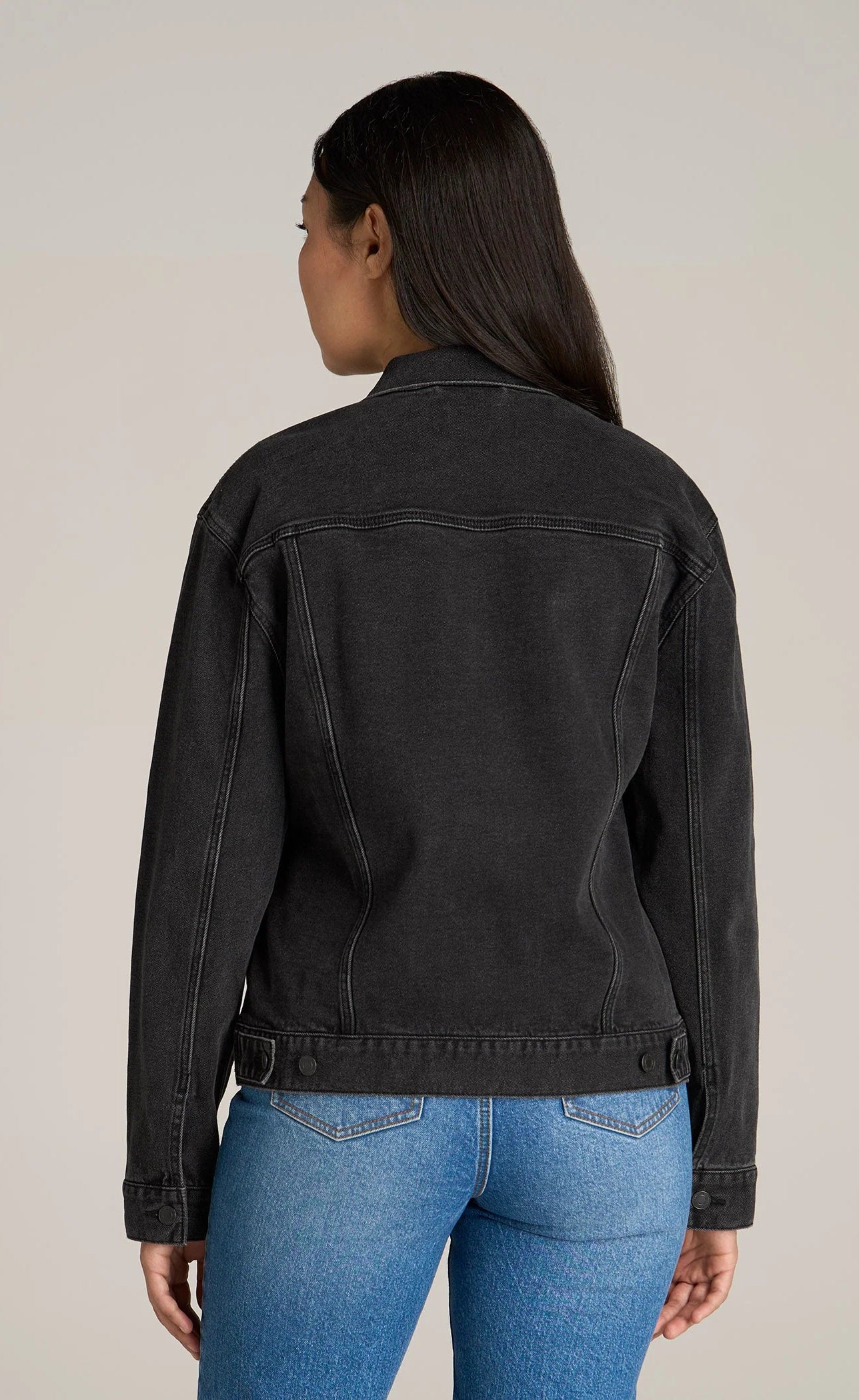 Women's Relaxed Denim Jacket - Black Stone Wash