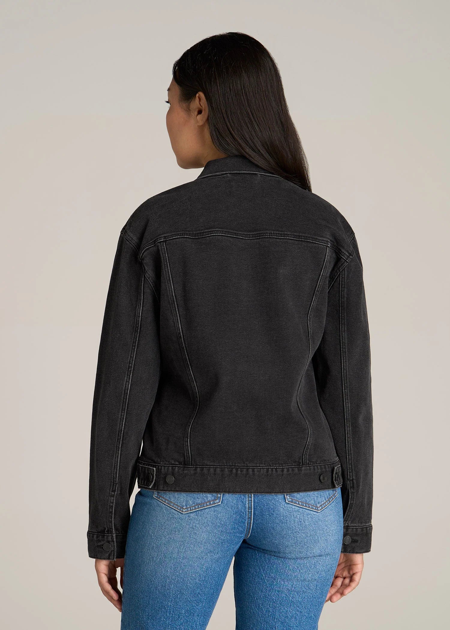 Women's Relaxed Denim Jacket - Black Stone Wash