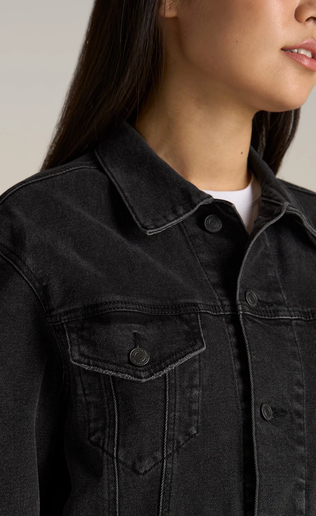 Women's Relaxed Denim Jacket - Black Stone Wash