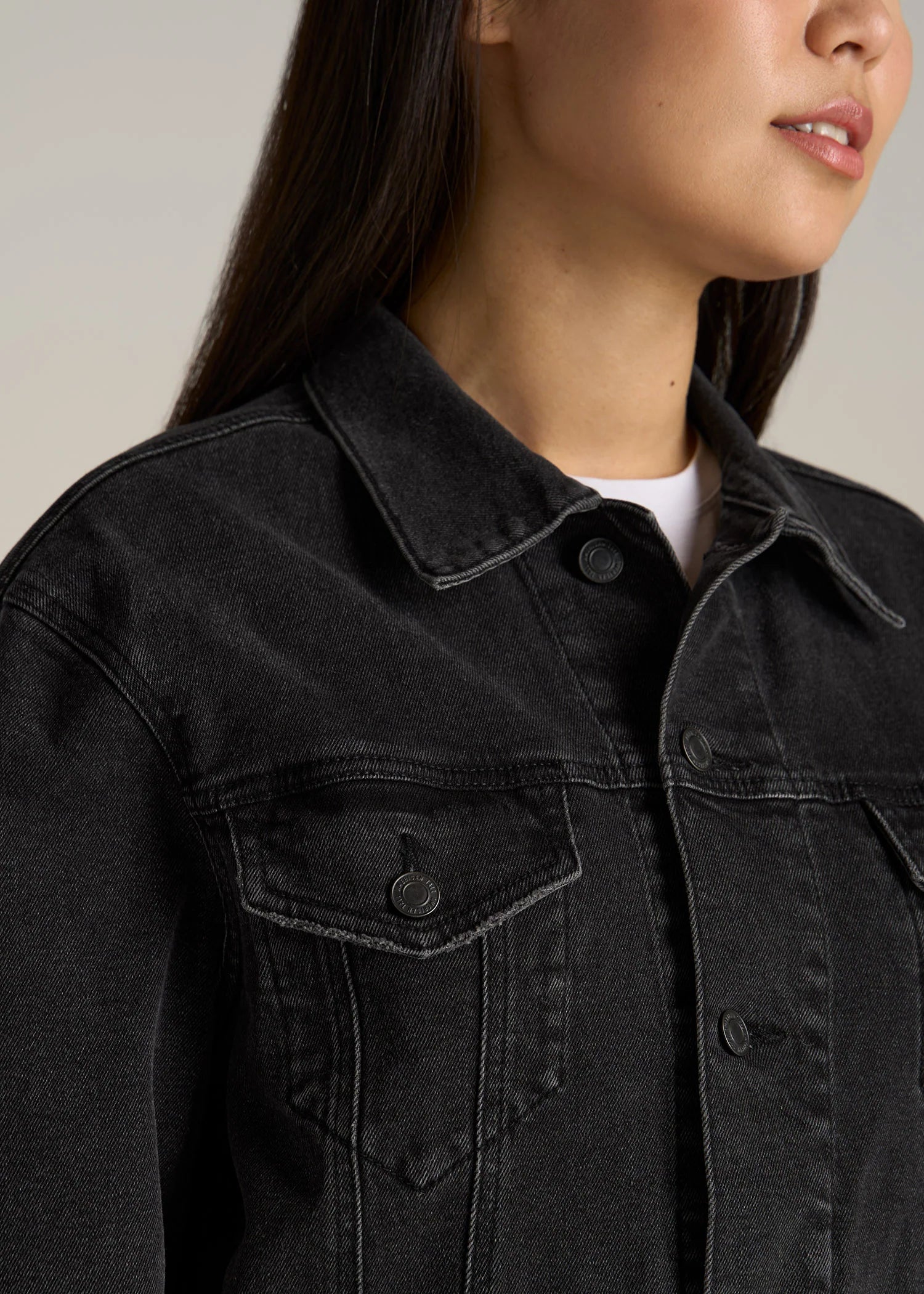 Women's Relaxed Denim Jacket - Black Stone Wash