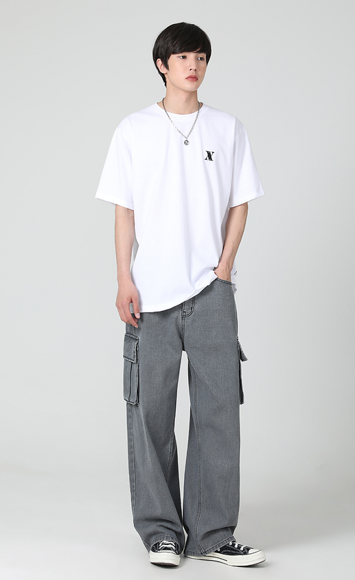 UNISEX - ZARA Cargo High-Waist Wide-Leg Jeans - Vintage Grey