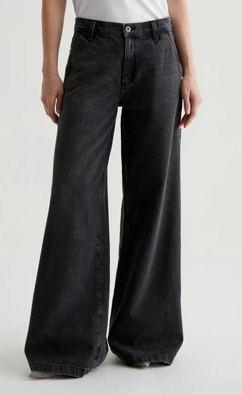 D600 Loose Fit High Waist Wide Leg Jeans - Dark Grey
