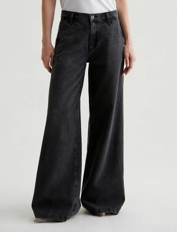 D600 Loose Fit High Waist Wide Leg Jeans - Dark Grey