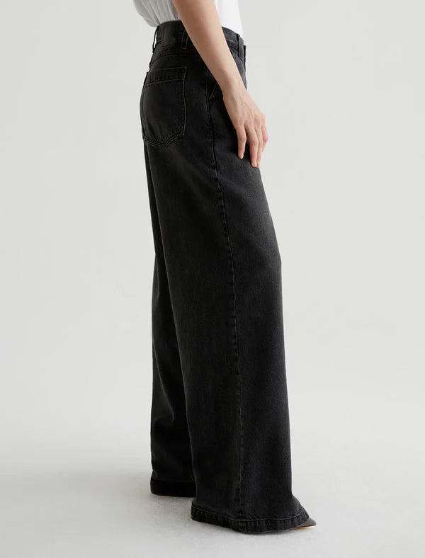 D600 Loose Fit High Waist Wide Leg Jeans - Dark Grey