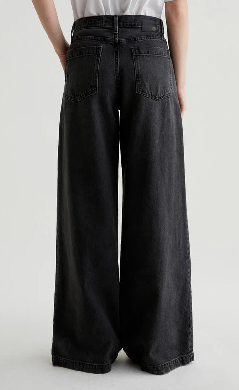 D600 Loose Fit High Waist Wide Leg Jeans - Dark Grey