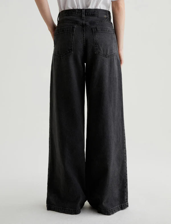 D600 Loose Fit High Waist Wide Leg Jeans - Dark Grey